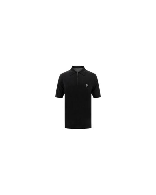 Prada Black Wool Oves Aries Polo Shirt for men