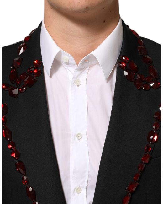 Dolce & Gabbana Black Sicilia Crystal Embellished Blazer Ea Wv Acetate Polyester Clothing for men