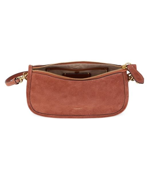 COACH Brown Shoulder Bag Suede Calfskin Handbags
