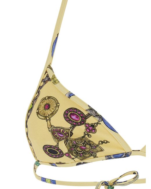 Versace Metallic Triangle Bikini Top Elastane Swimwear