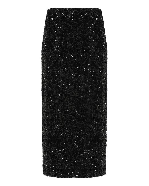 Vince Black Skirt Midi Sequin Polyester
