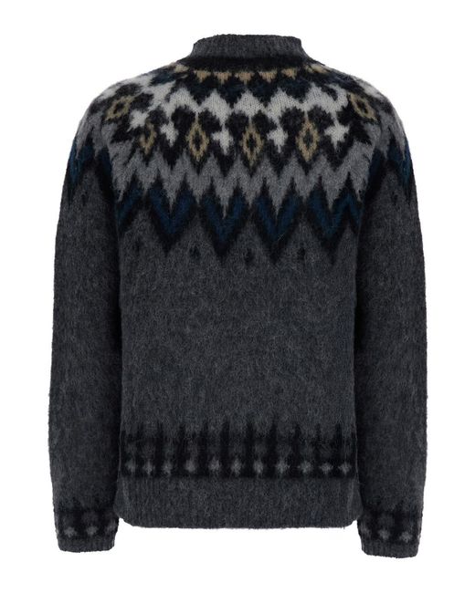 Jucca Black Sweater With Norwegian Motif, Wool Alpaca Tops