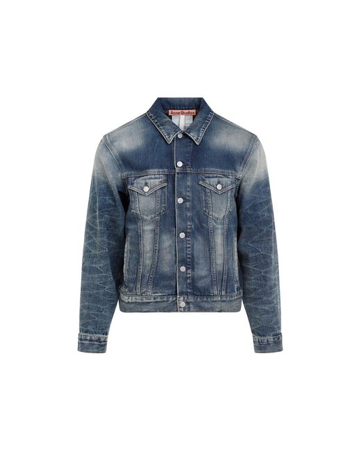 Acne Blue Cotton Buttoned Casual Jacket for men