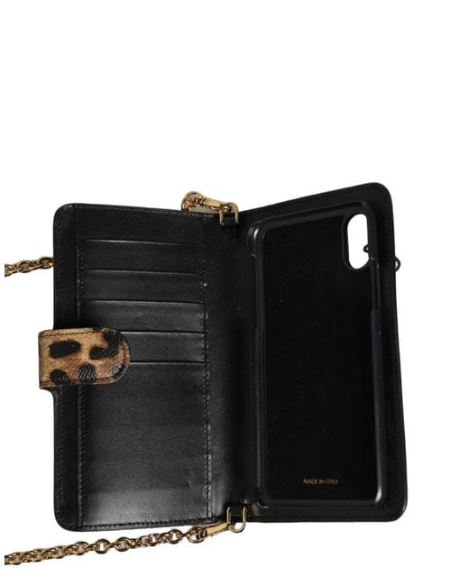 Dolce & Gabbana White Flip Cover Leopard Crystal Iphone X