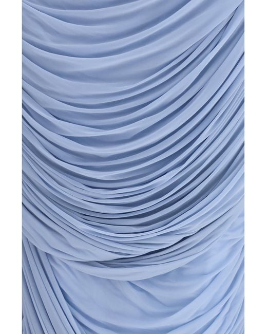 Magda Butrym Blue Draped Midi Skirt Cupro; Elastane