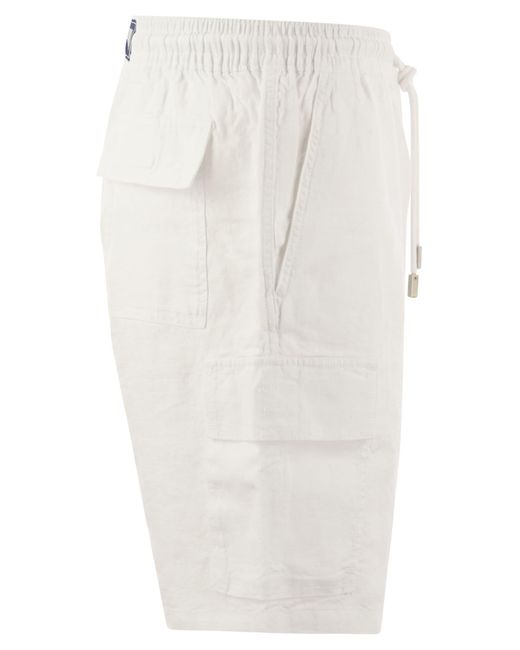 Vilebrequin White Linen Cargo Bermuda Shorts for men