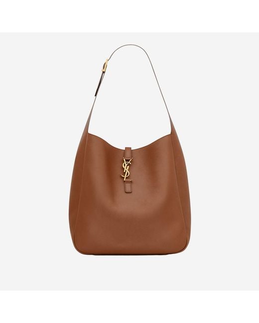 Saint Laurent Brown Textured Leather Bag Shoulder