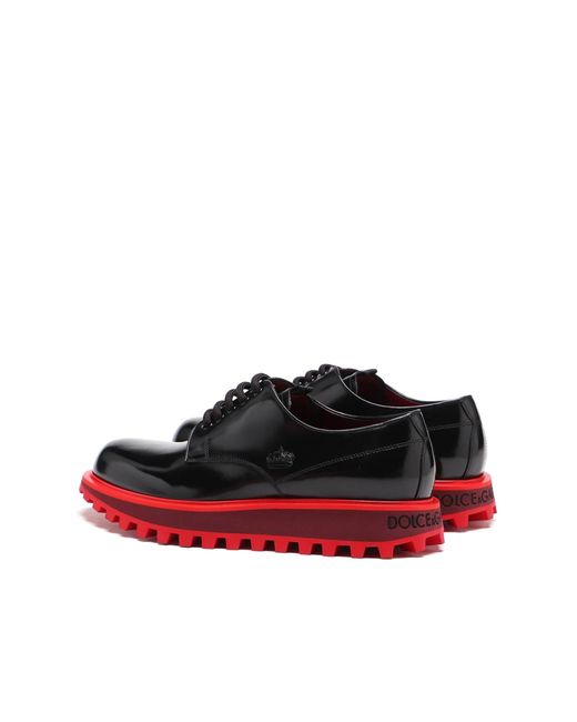 Dolce & Gabbana Red Leather Derbies for men