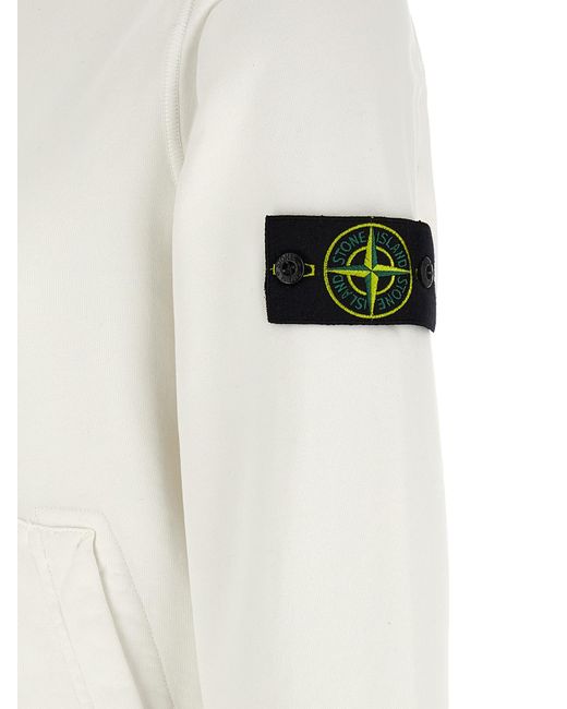 Stone Island White Logo Badge Hoodie for men