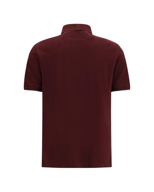 Brunello Cucinelli Red Cotton Polo Shirts for men