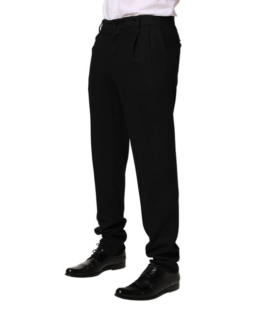 Dolce & Gabbana Black Wool Skinny Dress Trouser Pants Virgin for men
