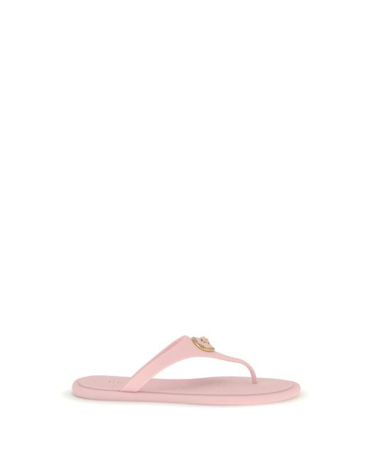 Versace Pink Rubber Thong Sandals Pastel