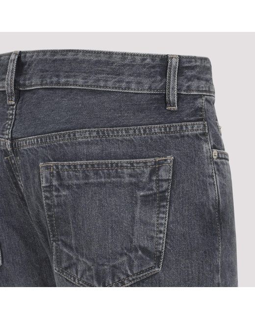 Rick Owens Blue Fog Cut Cotton Jeans for men