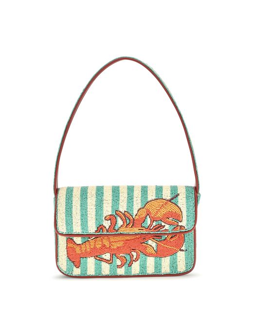 Staud Blue Shoulder Bag Tommy Beaded Rayon