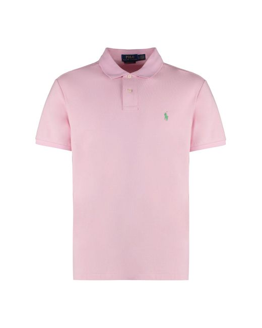Polo Ralph Lauren Pink Logo Embroidery Cotton-Piqué Polo Shirt for men