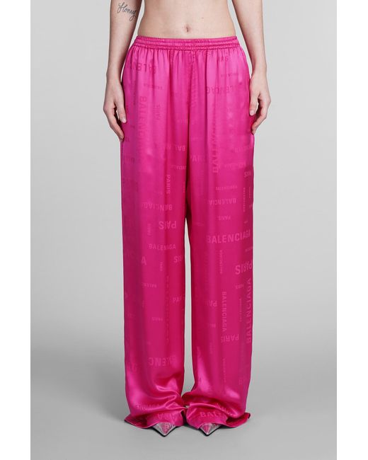 Balenciaga Pink Pants In Fuxia Silk