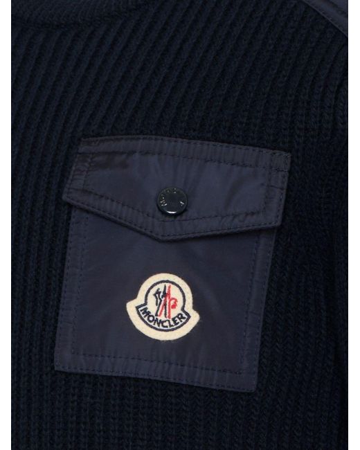 Moncler Blue Enfant Sweater Virgin Wool for men