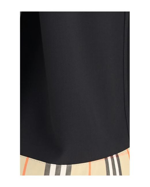 Burberry Black Midi Skirt Wool Twill Merino