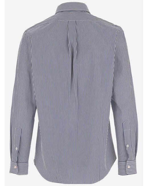 Polo Ralph Lauren Blue Shirt Stretch Cotton Striped for men