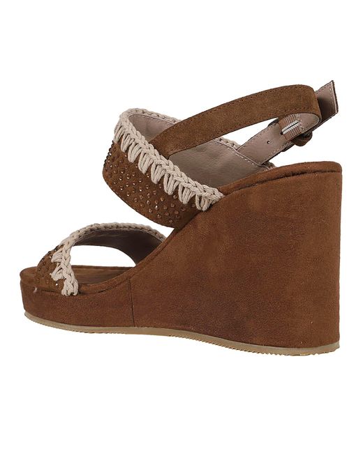 Mou Brown Wedge Two Band & Back Strap Ho
