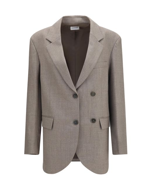 P.A.R.O.S.H. Gray P.A.R.O..H. Virgin Wool Double-Breasted Blazer