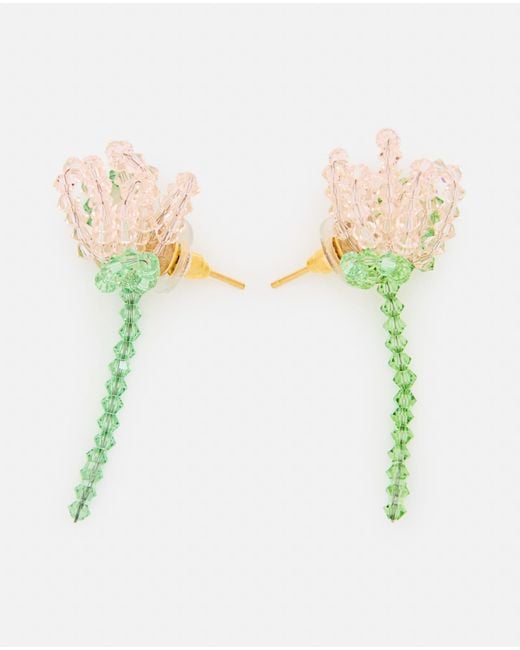 Simone Rocha Pink Cluster Crystal Flower Earring