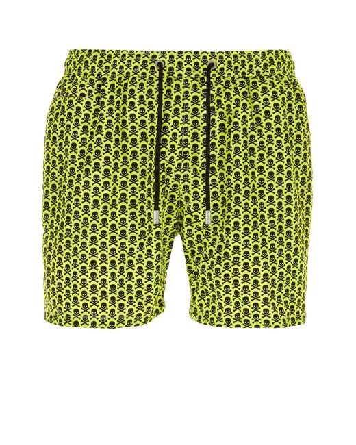 Mc2 Saint Barth Green Printed Polyester Swimming Shorts for men