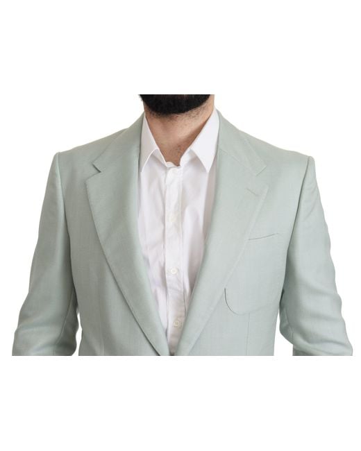 Dolce & Gabbana Gray Green Cashmere Blazer Jacket for men
