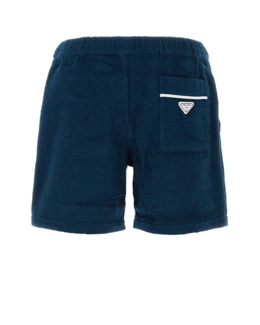 Prada Blue Terry Bermuda Shorts for men