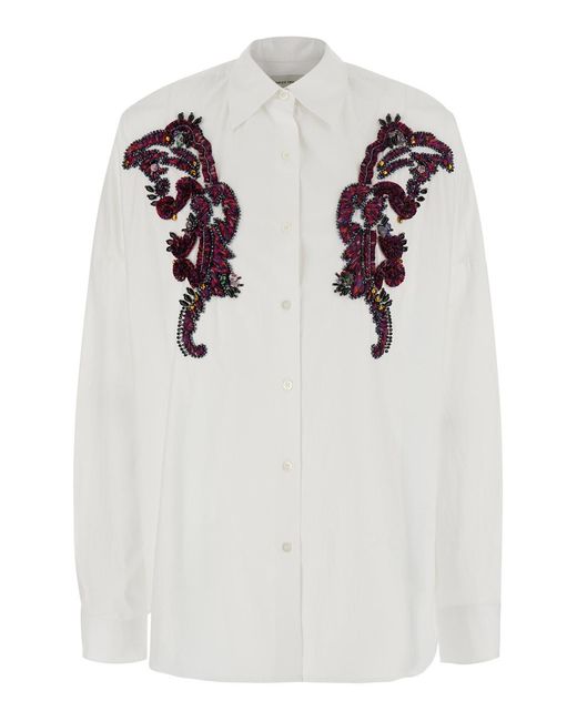 Dries Van Noten White Shirt Kasia Cotton Blouses