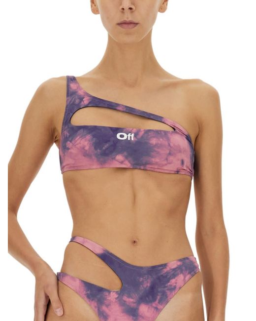 Off-White c/o Virgil Abloh Purple Logo Bikini Swimsuit