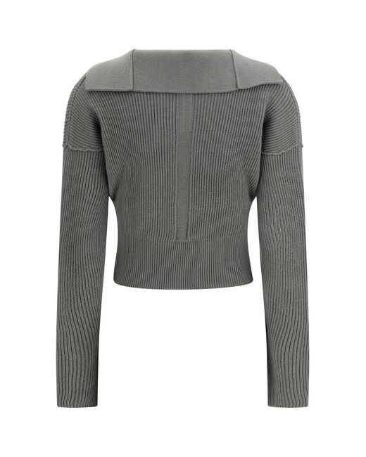 Rick Owens Gray Virgin Wool Sweater With V Neck Fleece Ovis Aries