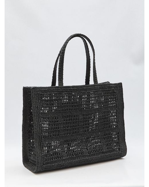 Tory Burch Black Ella Hand-Crocheted Large Tote Bag