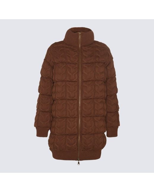Max Mara Brown Wool Ovatta Down Jacket