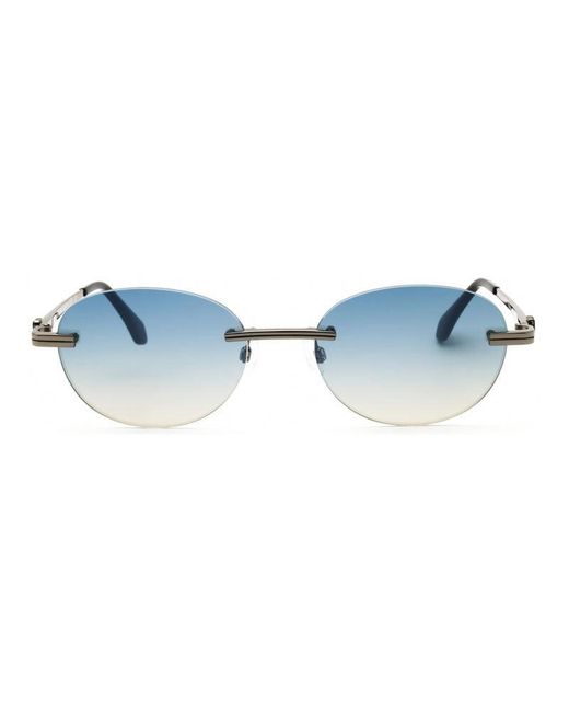 Palm Angels Blue Sunglasses Oval Rimless, Gunmetal Frame And Gradient Electric Lens Peri10Hcrystal1007