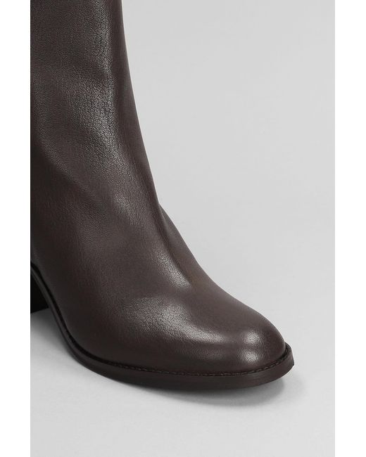 Julie Dee High Heels Ankle Boots In Dark Brown Leather Lyst