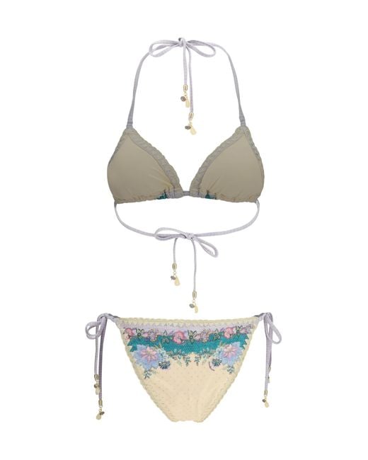 Zimmermann Blue Bikini Indra Crochet Polyamide Swimwear