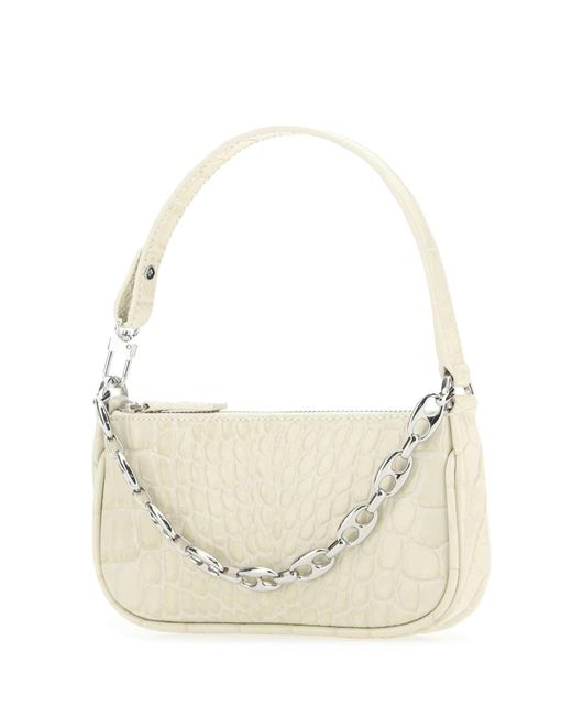 By Far White Ivory Leather Mini Rachel Handbag