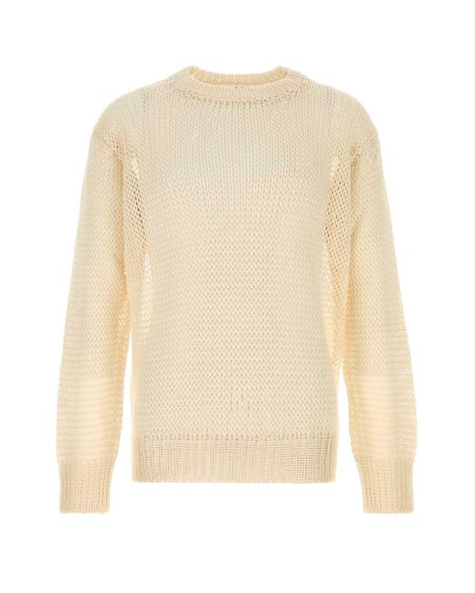 Jil Sander White Cream Crochet Sweater for men