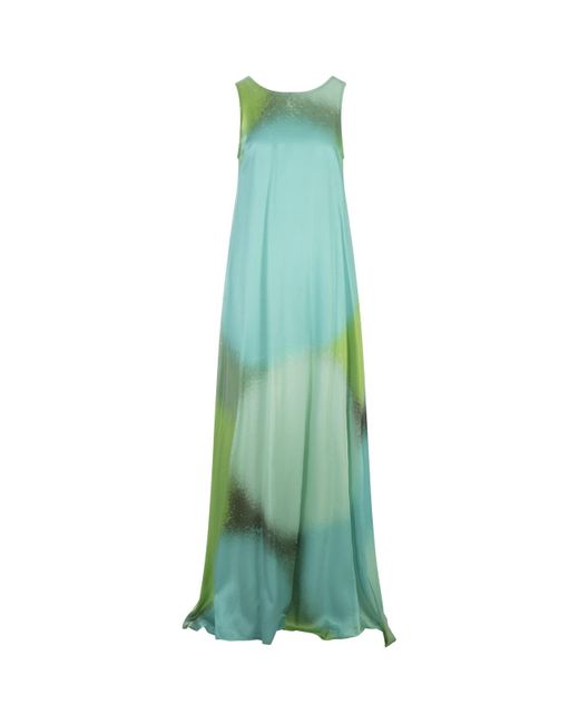 Gianluca Capannolo Green Shaded Long Sleeveless Dress