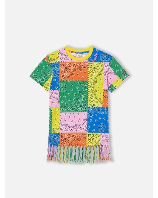 Mc2 Saint Barth Blue Girl Cotton Dress With Fringes