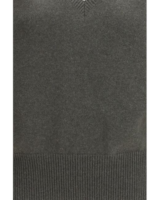 Sa Su Phi Gray V-Neck Cashmere Sweater Kashmir/Capra Hircus