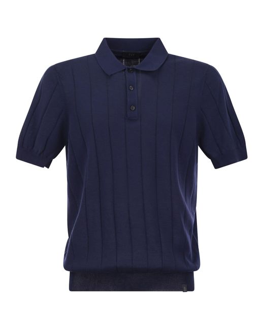 Fay Blue Knitted Polo Shirt for men