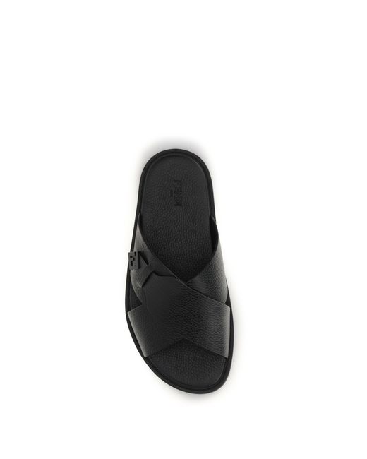 Fendi Black Slide Sandals By for men