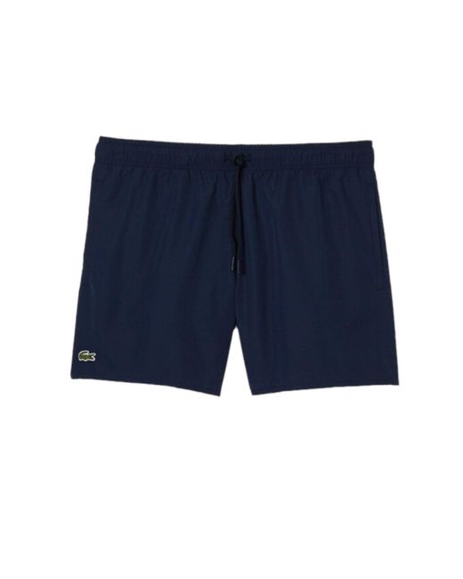 Lacoste Blue Logo Patch Drawstring Swim Shorts for men