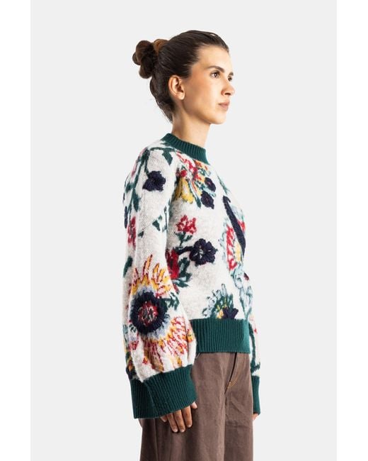 Sacai Natural Pull En Maille Floral Jacquard Knit Pullover Ivoire Sweater