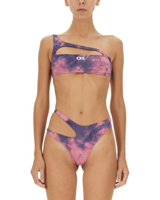 Off-White c/o Virgil Abloh Purple Logo Bikini Swimsuit