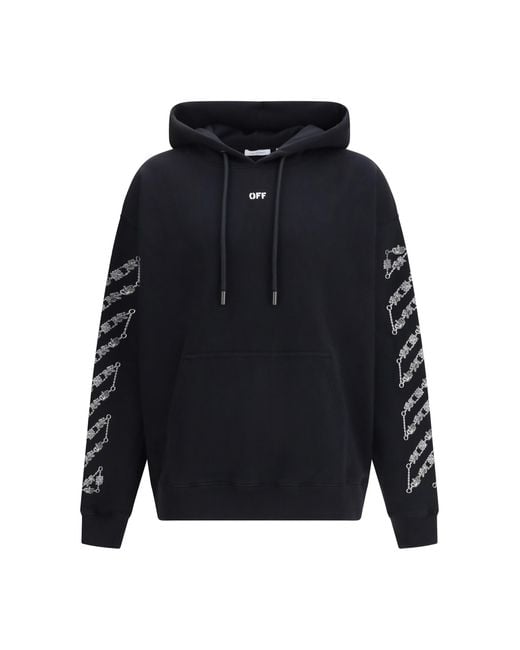 Off-White c/o Virgil Abloh Blue Chain Araldic Arrow Skate Hoodie Cotton Sweatshirts for men