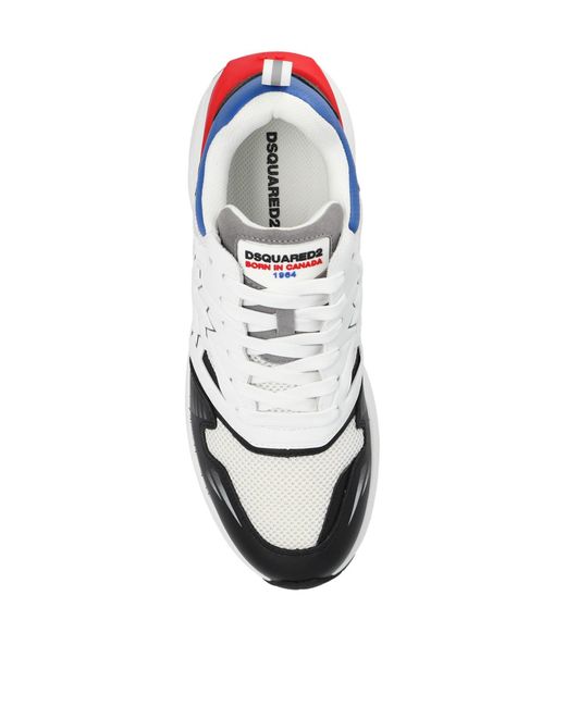 DSquared² White Dash Logo Lace-Up Sneakers for men