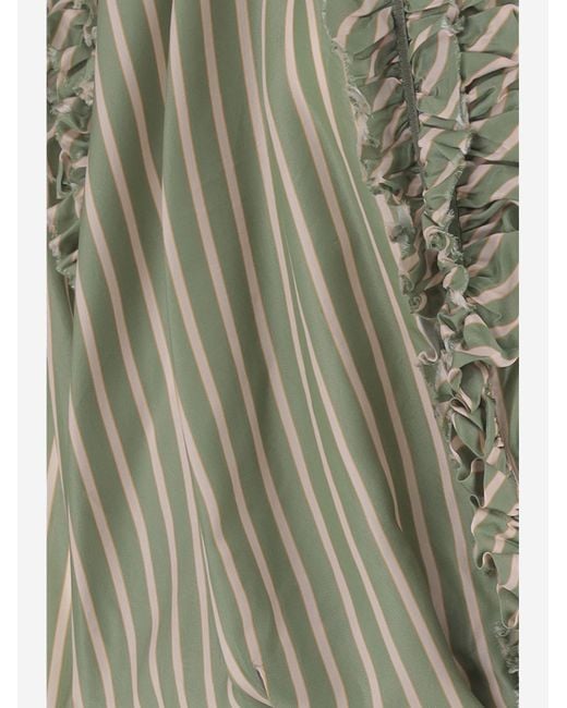 Dries Van Noten Green Shirt, Striped Cupro